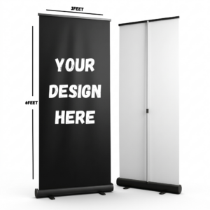 3x6 Feet Deluxe Roll-Up Water/Dust Standee Banner Stand – Retractable Custom Printing Stand