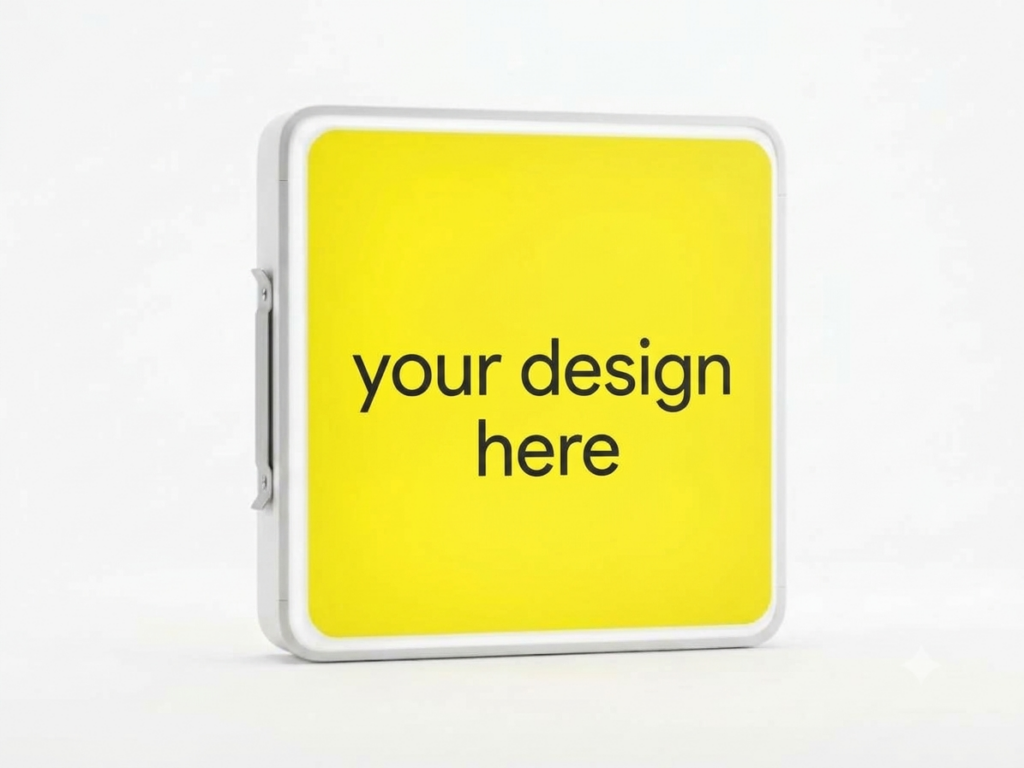 Double-Sided Wall Mounted Square LED Light Box Signboard – Custom Outdoor Outlet Sign