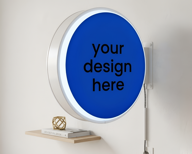 Double-Sided Round LED Light Box Signboard – Wall Mounted Custom Circular Outlet Sign